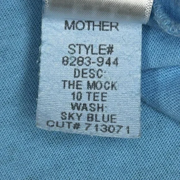 MOTHER Shirt Womens M Blue The Mock 10 Tee Mock Neck Sleeveless Pocket Cotton - Picture 6 of 9